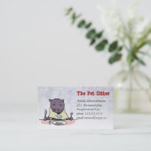 de hongerende kat ( zit een huisdier ) visitekaartje (Staand voorkant)