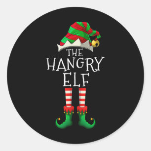 De hongerige elf familie bijpassende leuke kerst k ronde sticker