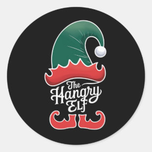 De Hongerige Elf Familie Matching Groep Kerstmis  Ronde Sticker