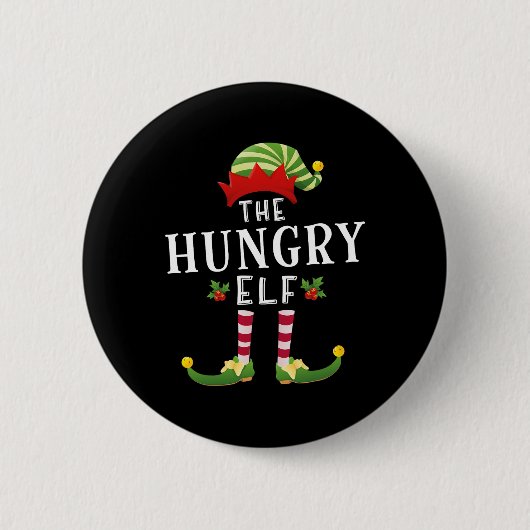 De Hongerige Elf Kerstmis Matching Panama Ronde Button 5,7 Cm (Voorkant)