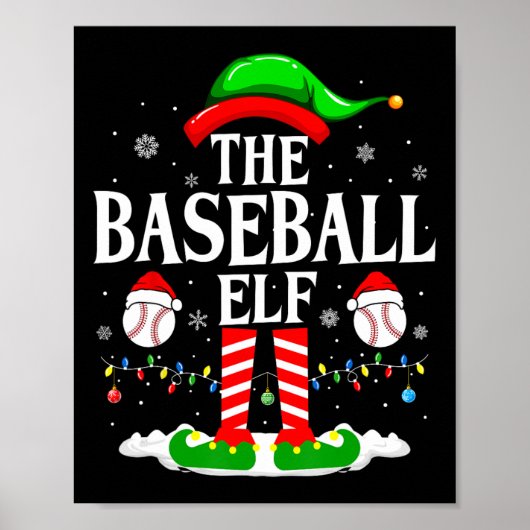 De Honkbal Elf Grappig Matching Xmas Baseball Chri Poster (Voorkant)
