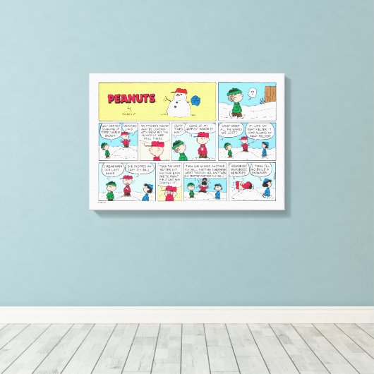 De honkbalherinneringen van Charlie Brown Canvas Afdruk (Insitu (Houten vloer))