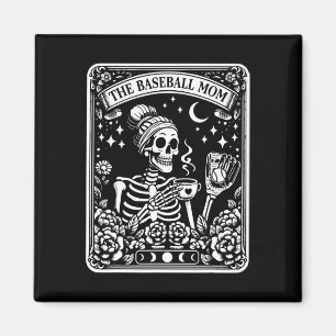 De honkbalmoeder Tarot Kaart Skeleton Koffiemoeder Magneet
