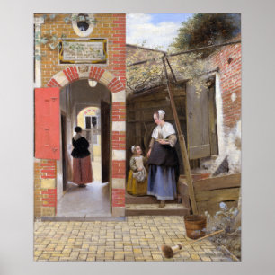 De Hooch - Binnenplaats van een huis 1658 Poster