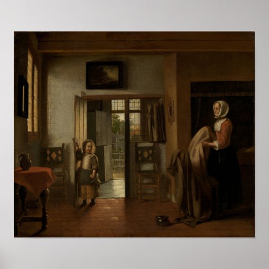 De Hooch - De slaapkamer 1659 Poster (Voorkant)