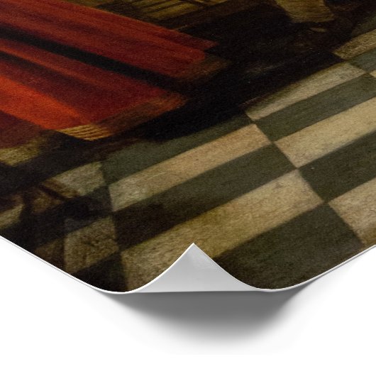 De Hooch - Een vrouw Drink met twee Mannen 1658 Poster (Hoek)