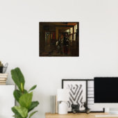 De Hooch - Interieur met een jong koppel Poster (Thuiskantoor)