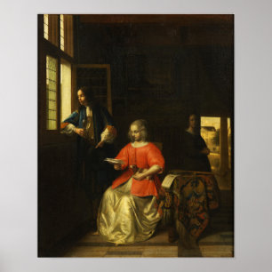 De Hooch - Interieur Met Een Jonge Dame Lezen A... Poster