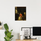 De Hooch - Interieur met een jonge vrouw die een b Poster (Thuiskantoor)