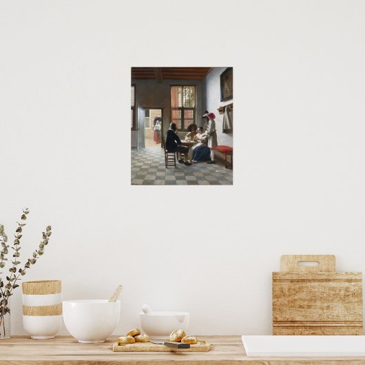 De Hooch - Kaart spelers in een zonnebrandkamer Poster (Keuken)