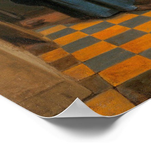 De Hooch - vrouw met kind in pantry Poster (Hoek)