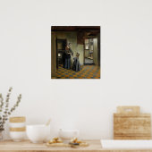 De Hooch - vrouw met kind in pantry Poster (Keuken)