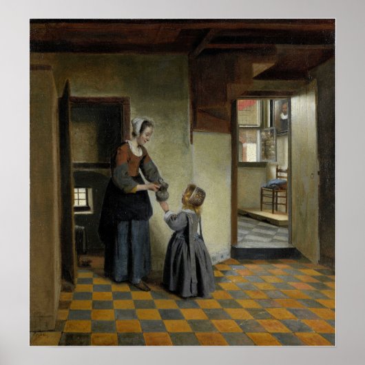 De Hooch - Vrouw Met Kind In Voorraadkast Poster (Voorkant)