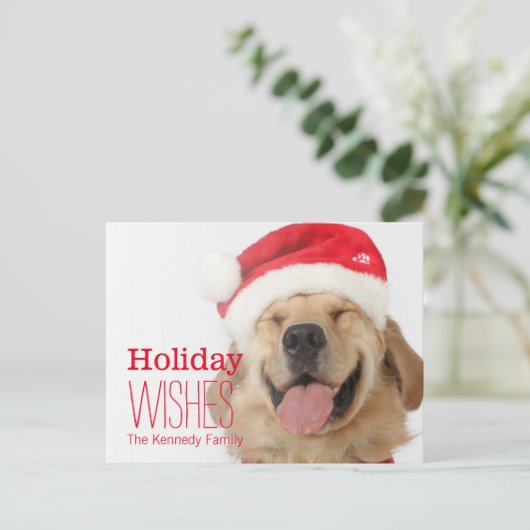 De hoofd en goofy glimlach van een gelukkige hond feestdagenkaart (Staand voorkant)