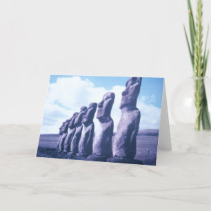 De Hoofden van Moai van het Eiland van Pasen Feestdagen Kaart
