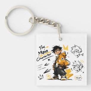 De Hoofdpersonage Anime Stijl Cool Kunst Sleutelhanger