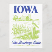 De hoofdplaats is Hawkeye State Est. 1846 Boerderi Briefkaart (Voorkant)
