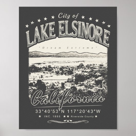 DE HOOFDPLAATS IS LAKE ELSINORE CALIFORNIA  POSTER (Voorkant)