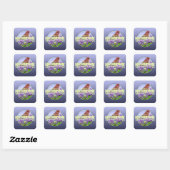 De hoofdplaats is New Hampshire State Bird & Flowe Vierkante Sticker (Vel)