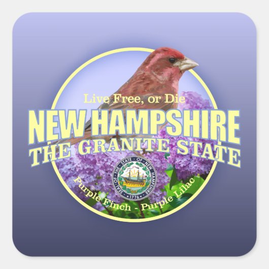 De hoofdplaats is New Hampshire State Bird & Flowe Vierkante Sticker (Voorkant)