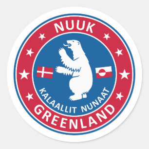 De hoofdplaats is Nuuk Greenland. Badge van Nuuk Ronde Sticker