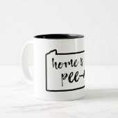 De hoofdplaats is Pee-Ay Pennsylvania Tweekleurige Koffiemok (Voorkant links)