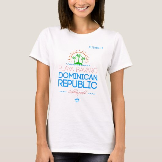 De hoofdplaats is Playa Bavaro. Dominicaanse Repub T-shirt (Voorkant)