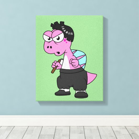 De hoofdplaats is Spinosaurus Bruce Lee. Canvas Afdruk (Insitu (Houten vloer))