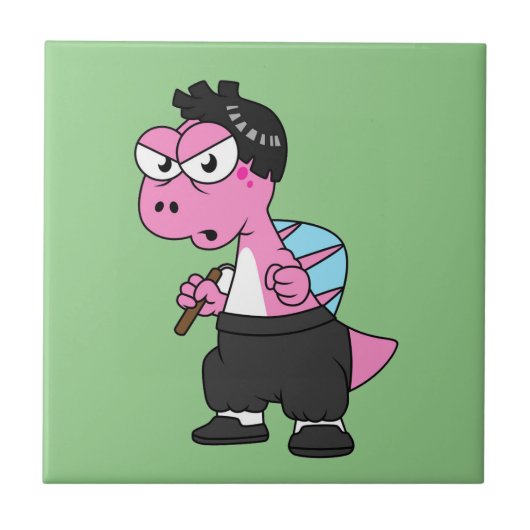 De hoofdplaats is Spinosaurus Bruce Lee. Tegeltje (Voorkant)