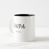 De hoofdplaats is Vaderdag Papa Est. Datum met kin Tweekleurige Koffiemok (Voorkant links)