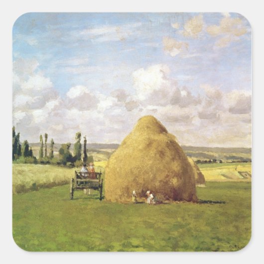 De hooiberg, Pontoise, 1873 Vierkante Sticker (Voorkant)