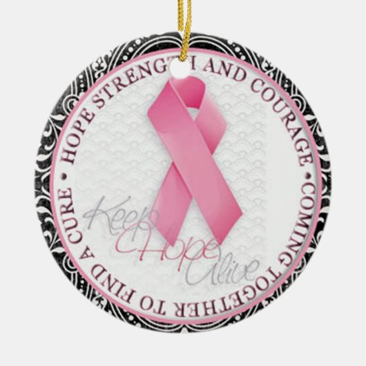 de hoop houden op roze borstkanker in roze ribben keramisch ornament (Voorkant)