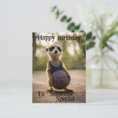 "De Hoopster Baby Meerkat" Verjaardag Briefkaart (Staand voorkant)
