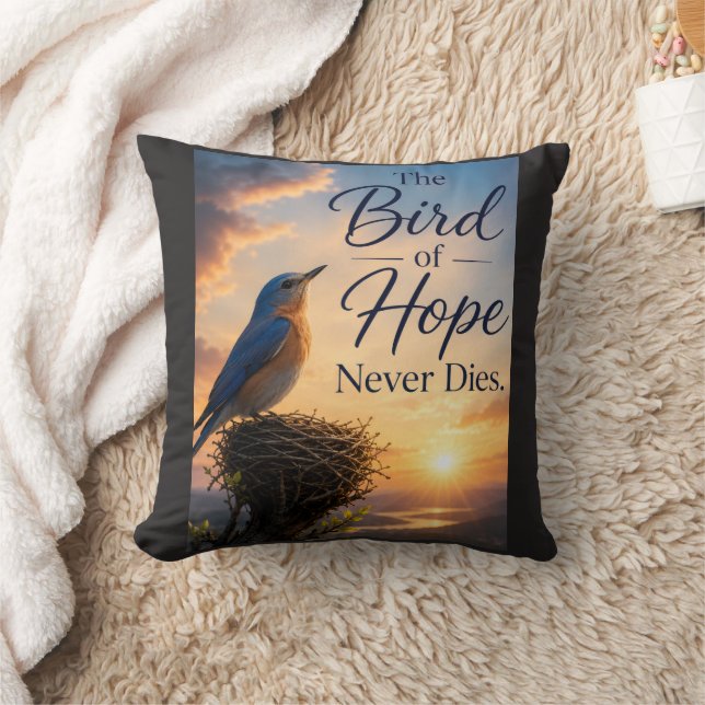 De hoopvolle vogel sterft nooit kussen (Deken)