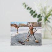 De hoorn speelt op het briefkaart van de ijskast (Staand voorkant)