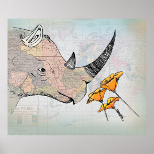 De hoorn van Afrika - de Vintage Collage van de Poster