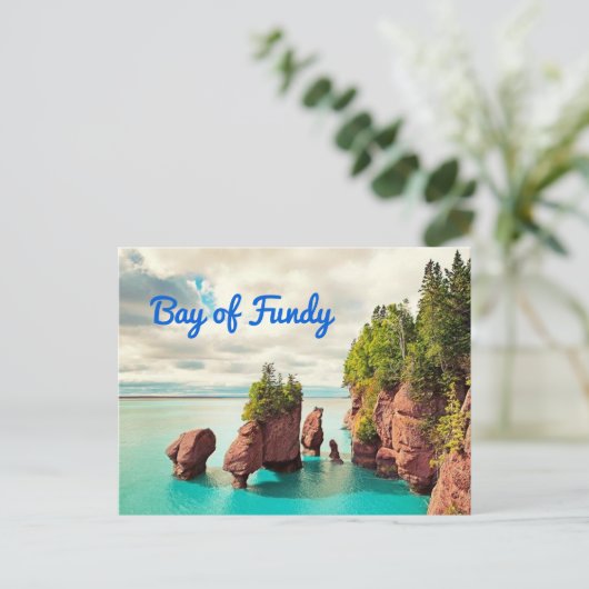De Hopewell Rocks Bay van Fundy Canada gestileerd Briefkaart (Staand voorkant)