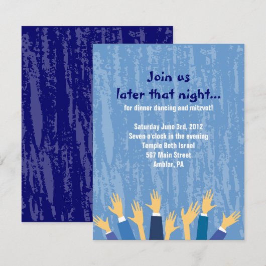 De Hora-stoel Dance Bar Bat Mitzvah Party Card Kaart (Voorkant / Achterkant)