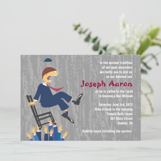 De Hora-voorzitter dansbat Mitzvah nodigt uit Kaart (Staand voorkant)