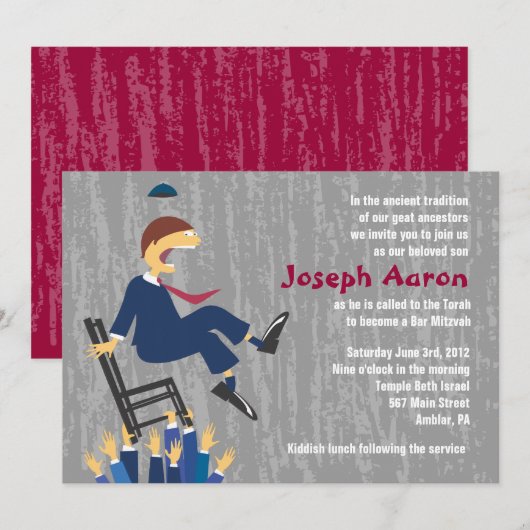 De Hora-voorzitter dansbat Mitzvah nodigt uit Kaart (Voorkant / Achterkant)