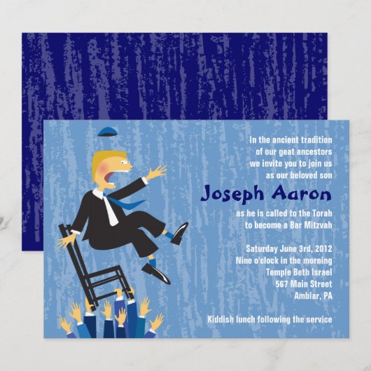 De Hora-voorzitter dansbat Mitzvah nodigt uit Kaart (Voorkant / Achterkant)