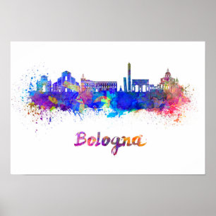 De horizon van Bologna in waterverf Poster