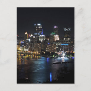 De Horizon van Pittsburgh bij Nacht Briefkaart