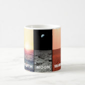 De horizons van Venus Earth Moon Mars en Titan Koffiemok (Center)