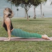 De horizontale Groene Stripes Blauwe Gradiënt van  Leggings