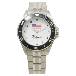 De horloges van mannen met douanenaam en Amerikaan