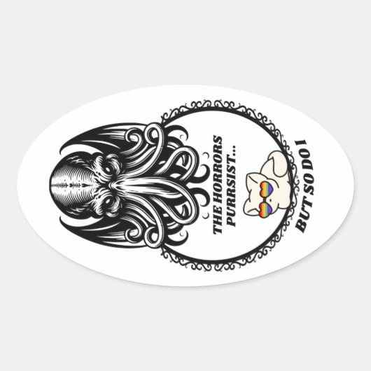 De Horrors PURRen door Ovale Sticker (Voorkant)