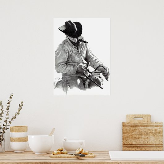 "DE HORSE TRAINER" in potlood, Poster (Keuken)