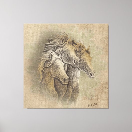 De Horses Art Canvas Afdruk (Voorkant)