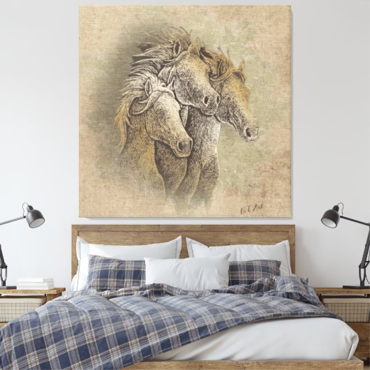 De Horses Art Canvas Afdruk (Insitu (Slaapkamer))